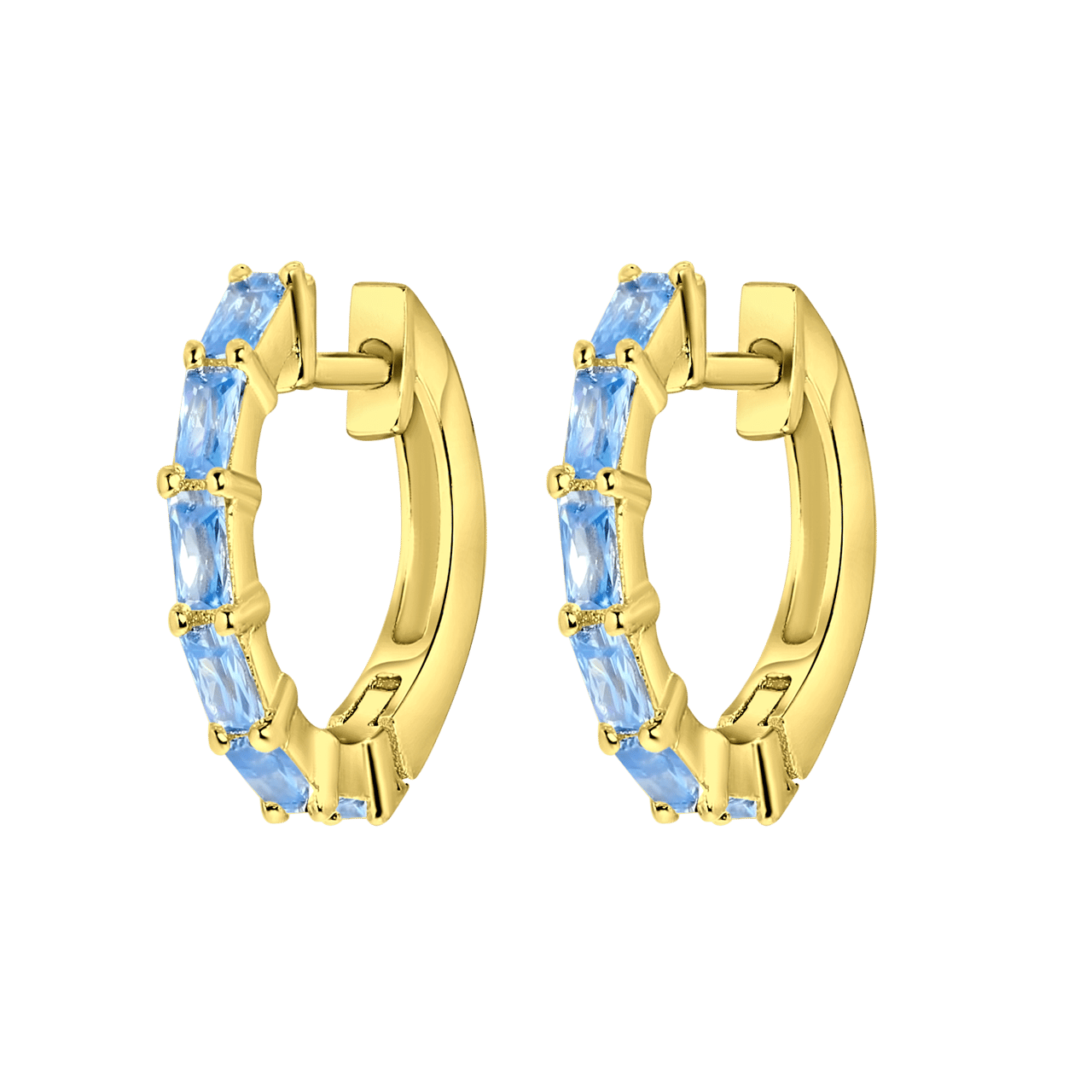 Ohrringe, 925 Silber, vergoldet, Baguetteschliff, Geburtsstein