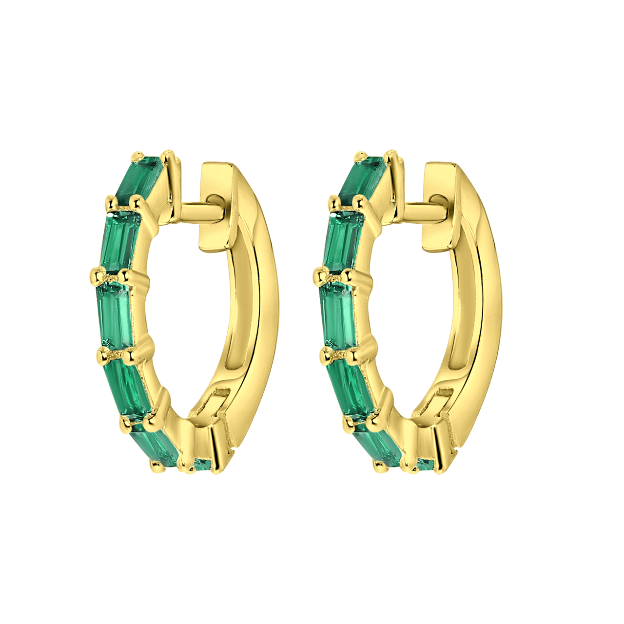 Zilveren gold oorbellen baguette geboortesteen