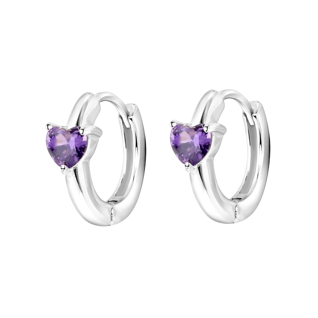 Zilveren oorbellen Love month stone hart
