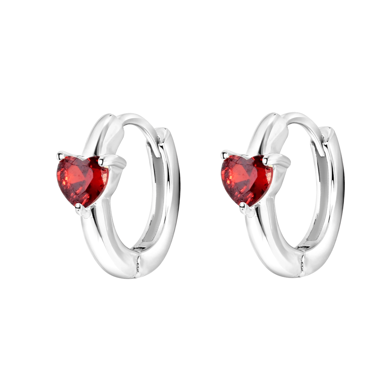 Zilveren oorbellen Love month stone hart