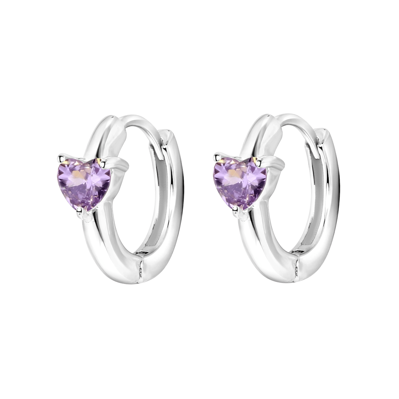 Zilveren oorbellen Love month stone hart
