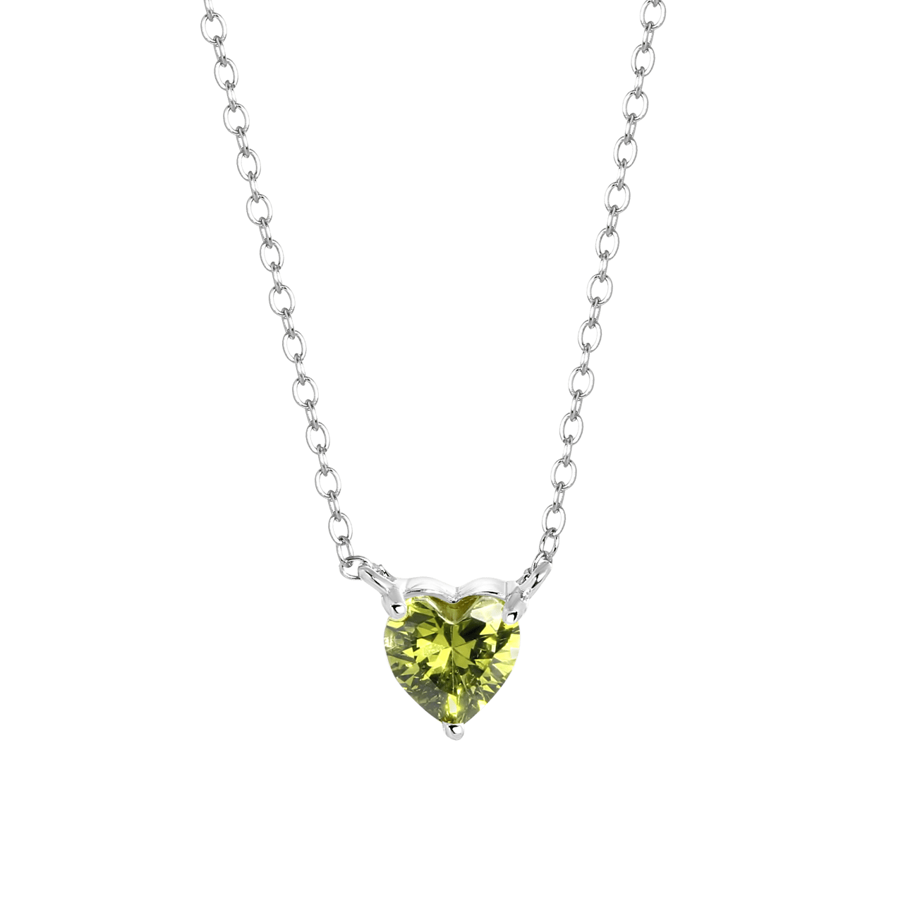 Zilveren ketting Love month stones hart