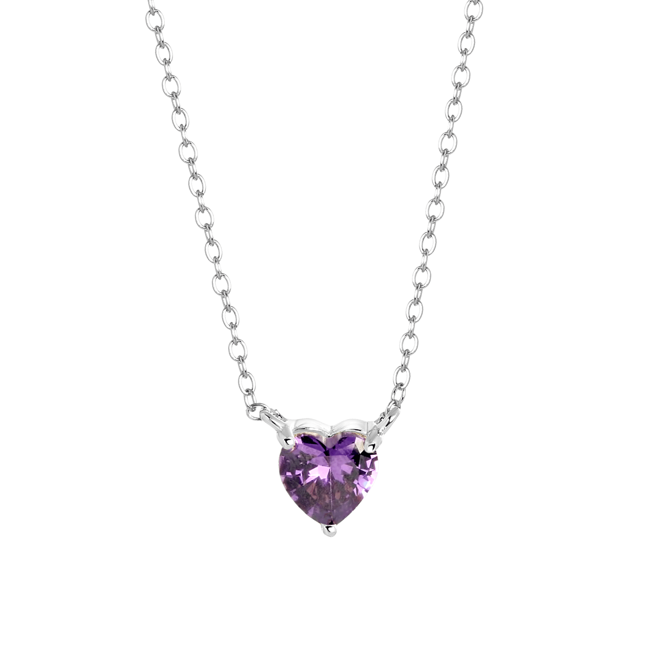 Zilveren ketting Love month stones hart