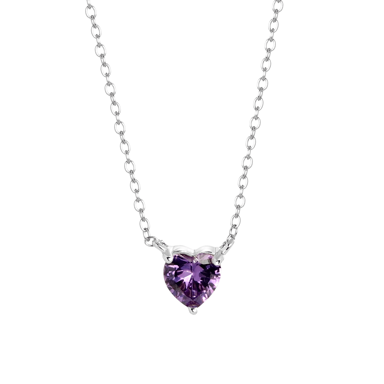 Zilveren ketting Love month stones hart