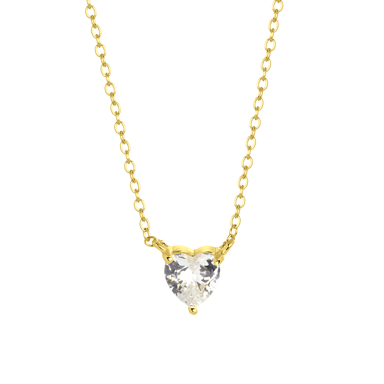 Zilveren goldplated ketting met hanger hart met zirkonia voor dames