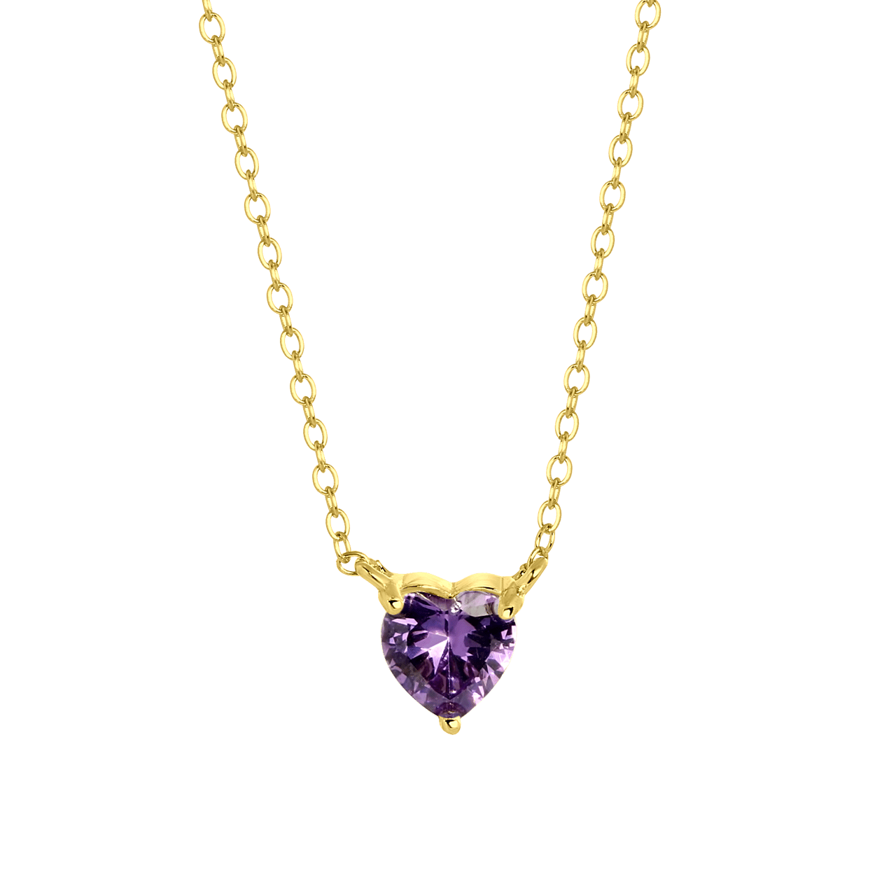 Zilveren goldplated ketting Love month stones hart