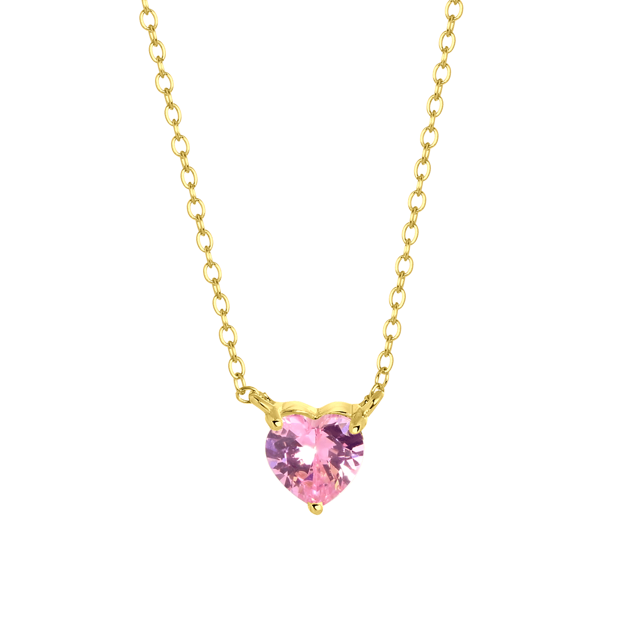 Zilveren goldplated ketting Love month stones hart