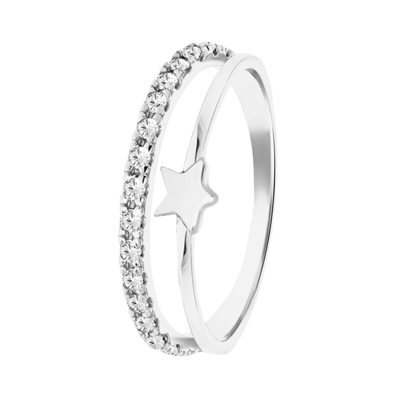 Kinderring, 925 Silber, doppelt, mit Stern und Zirkonia