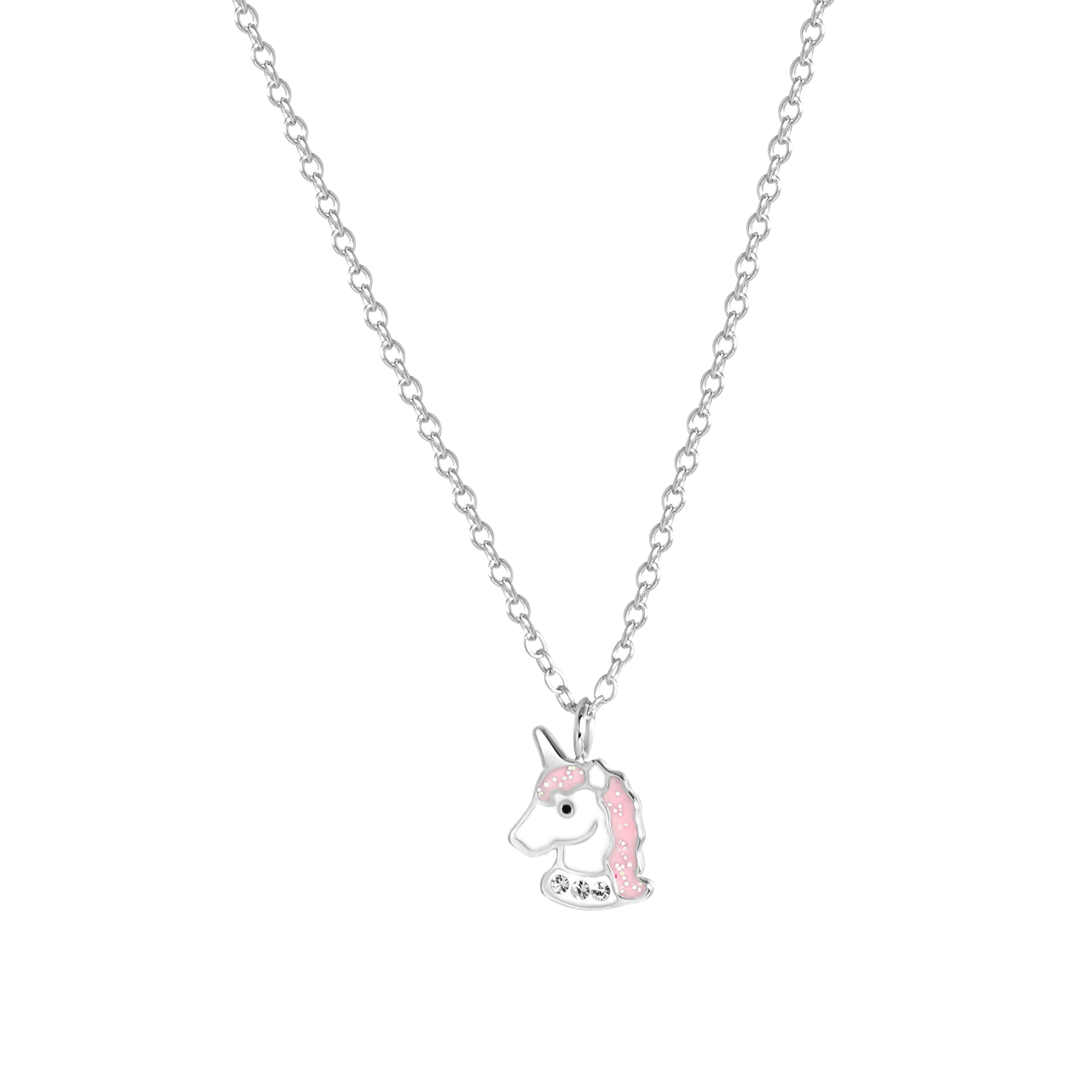 Kinderkette, 925 Silber, Einhorn, Emaille