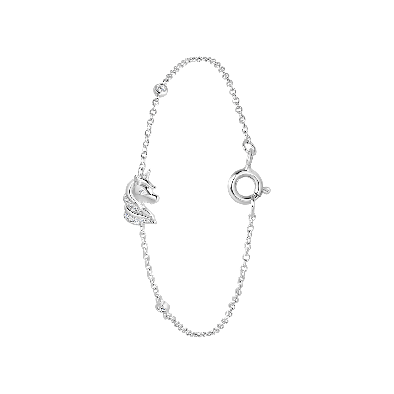 Kinderarmband, 925 Silber, Einhorn, Zirkonia