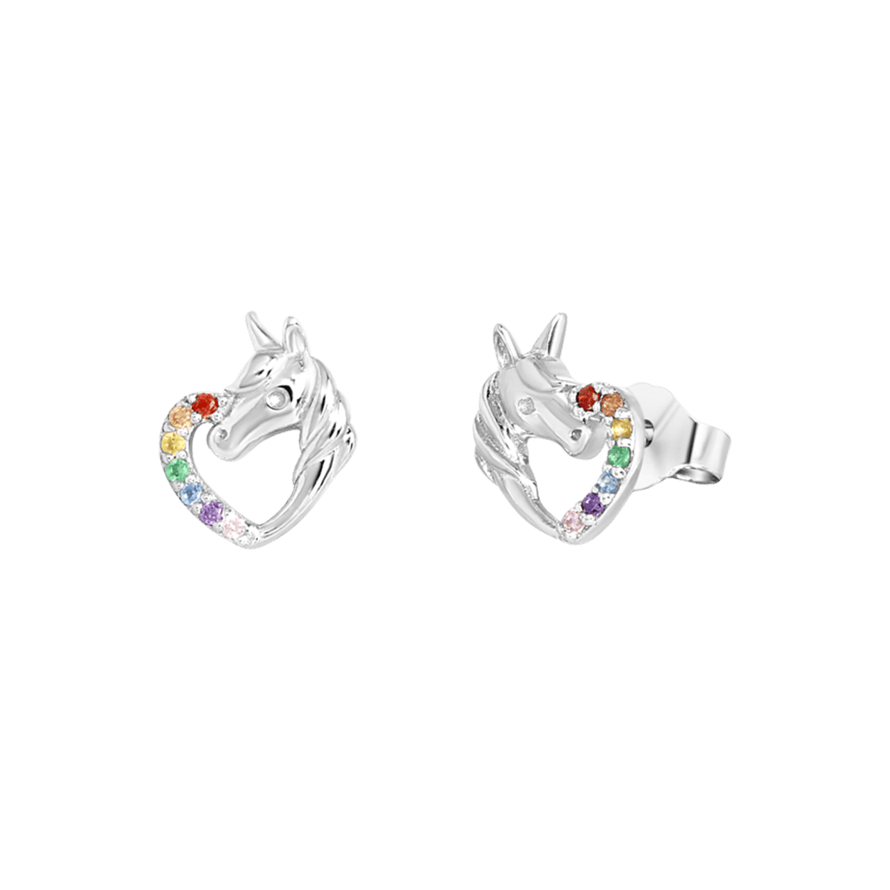 Kinderohrringe, 925 Silber, Einhorn, Zirkonia