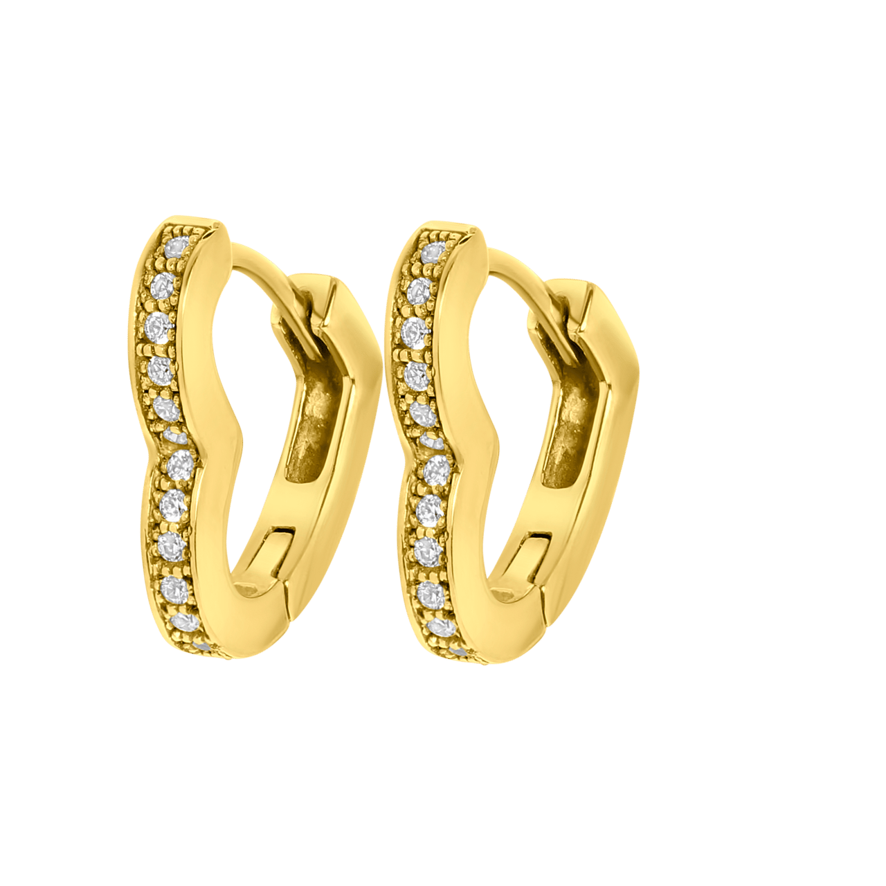 Stainless steel goldplated oorbellen met zirkonia steentjes