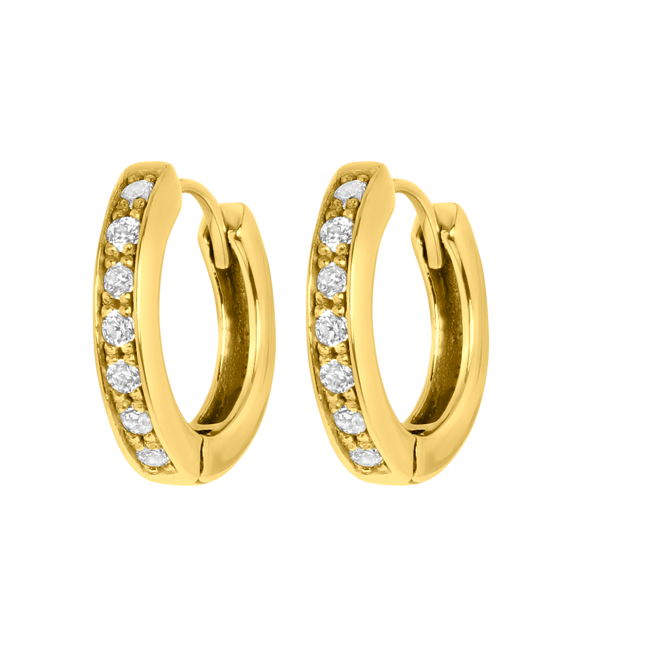 Stalen goldplated oorringen met zirkonia voor dames
