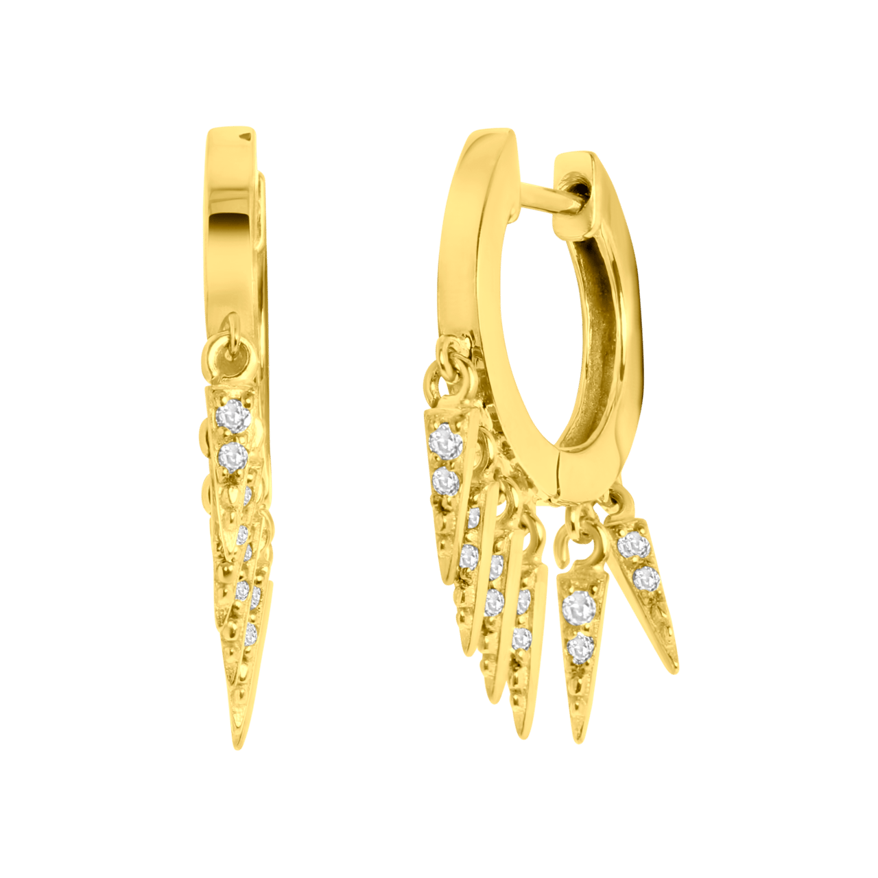 Stainless steel goldplated oorbellen met zirkonia steentjes