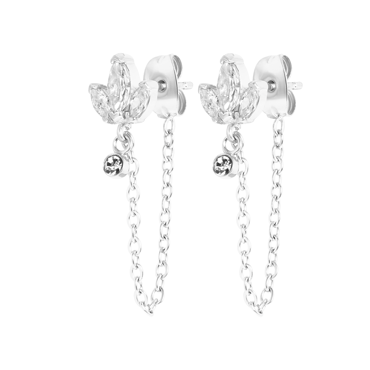 Stainless steel oorringen met zirkonia steentjes voor dames