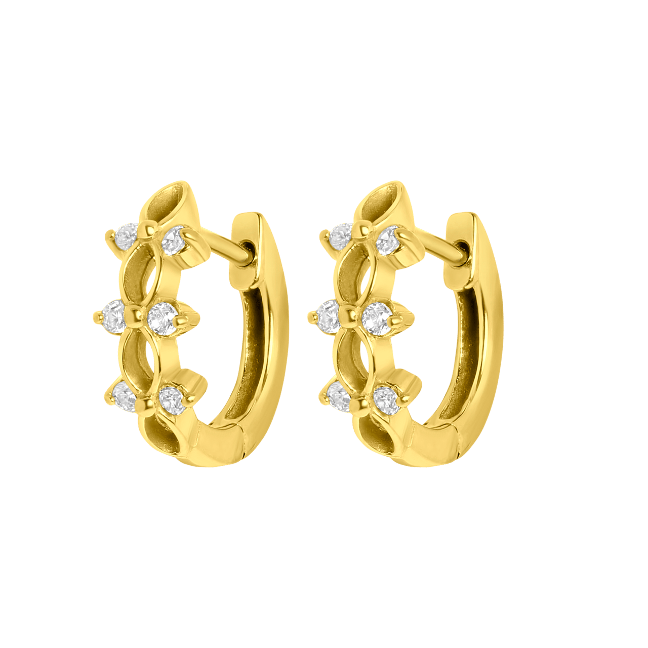 Stainless steel goldplated oorbellen met zirkonia steentjes
