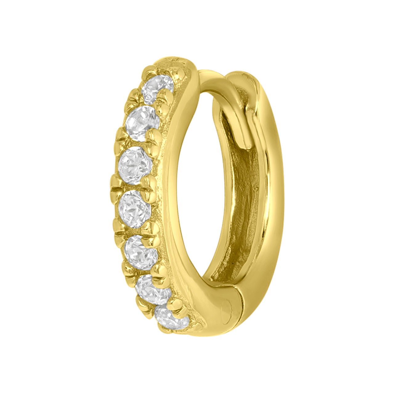 Zilveren goldplated helixpiercing met zirkonia voor dames