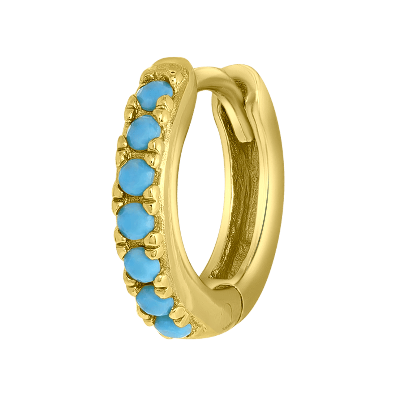 Zilveren gold helixpiercing turquoise