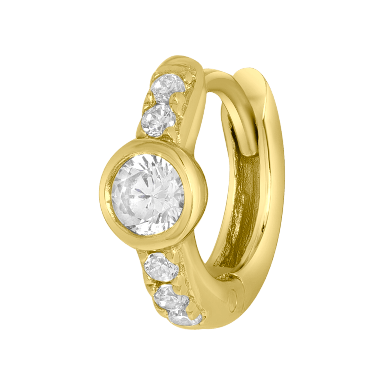 Zilveren gold helixpiercing ronde zirkonia