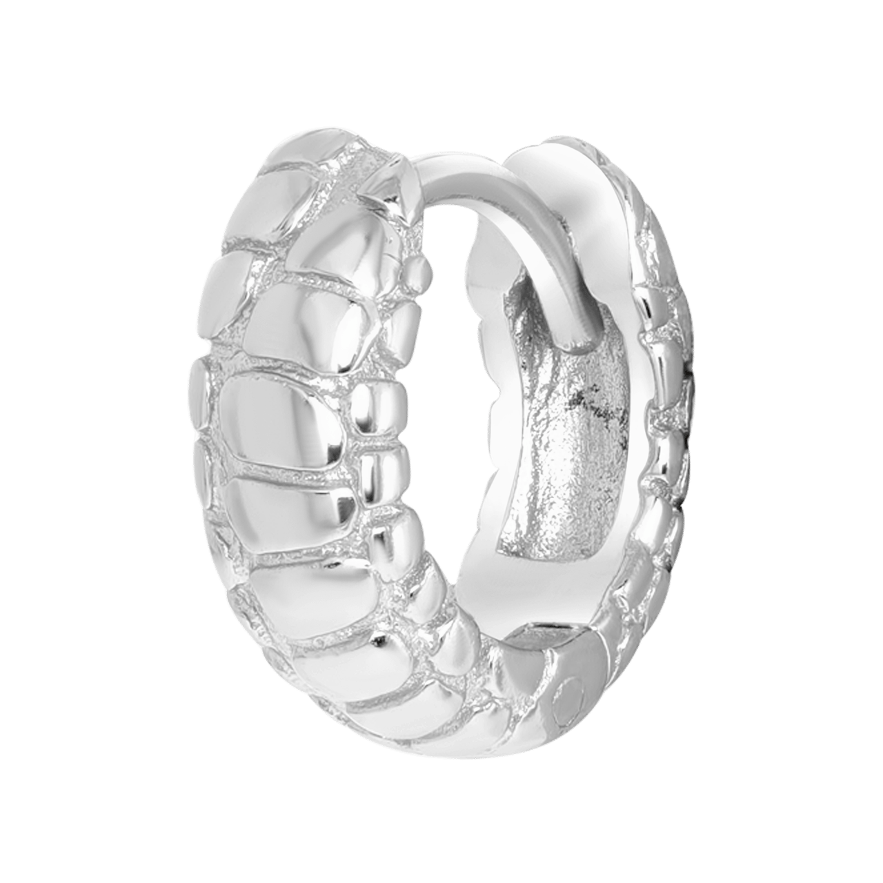 Zilveren helixpiercing croco print