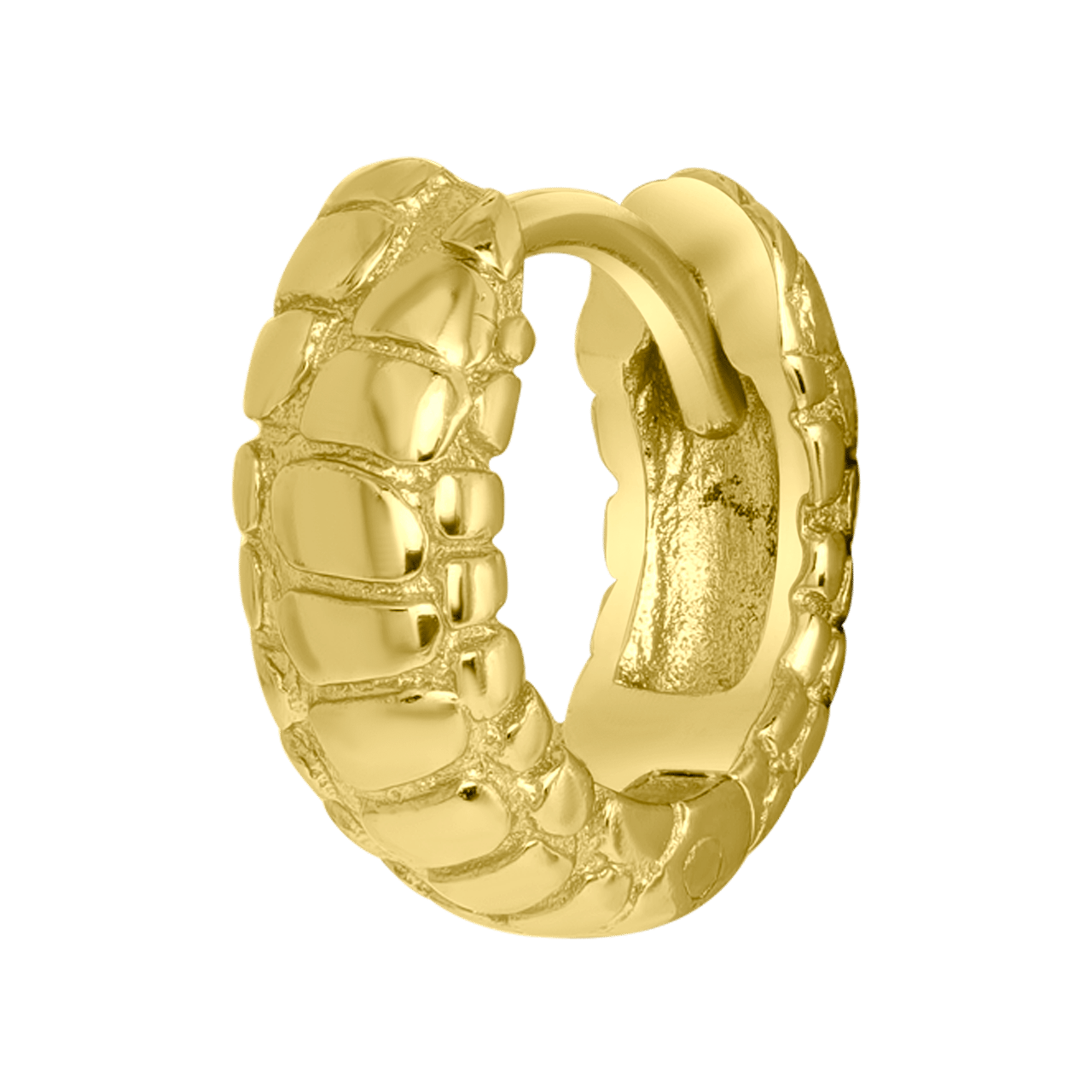 Zilveren goldplated helixpiercing croco print voor dames