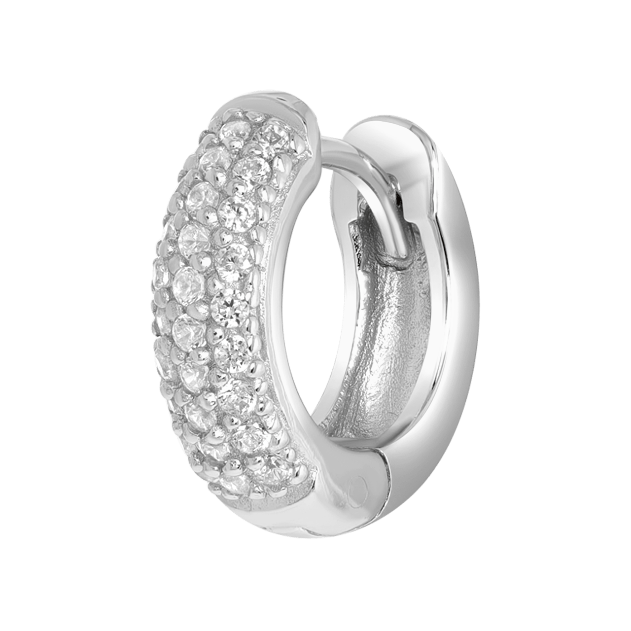 Zilveren helixpiercing 3rij zirkonia