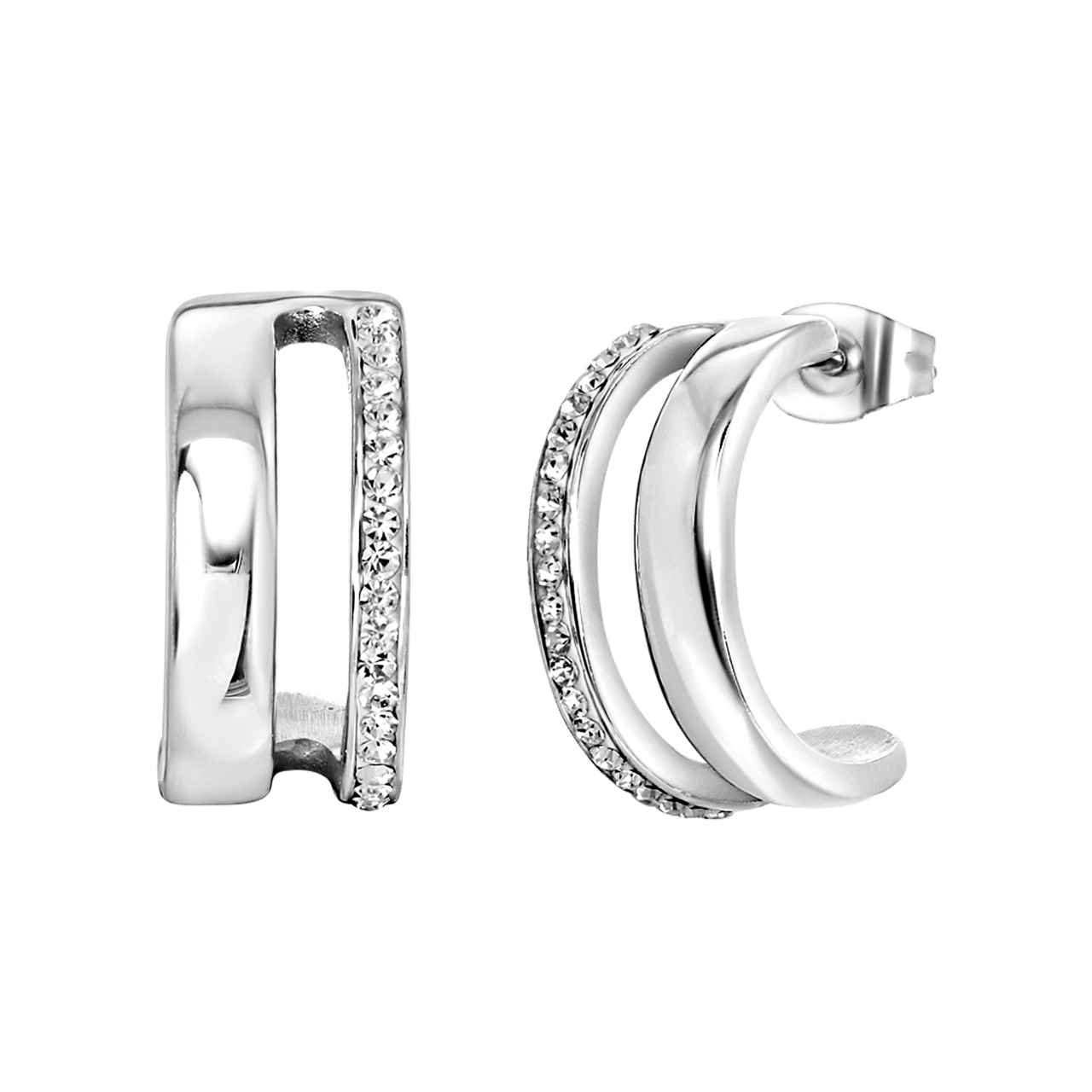 Gerecycleerd stalen oorbellen met kristallen