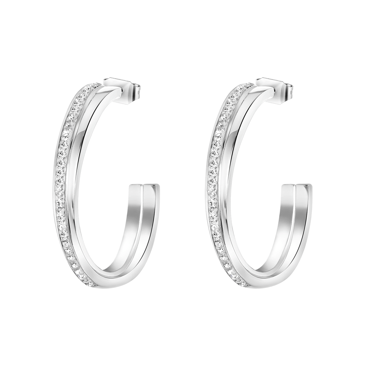 Gerecycleerd stalen oorbellen met kristallen