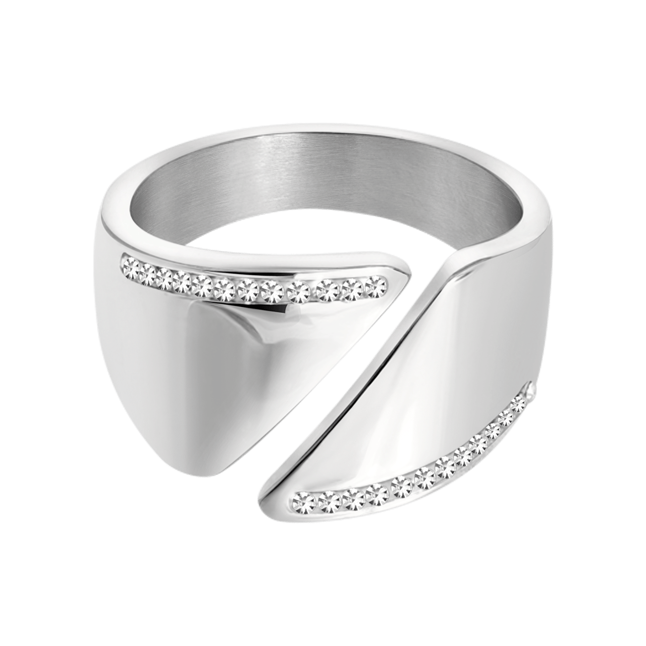 Gerecycled stainless steel ring met kristallen