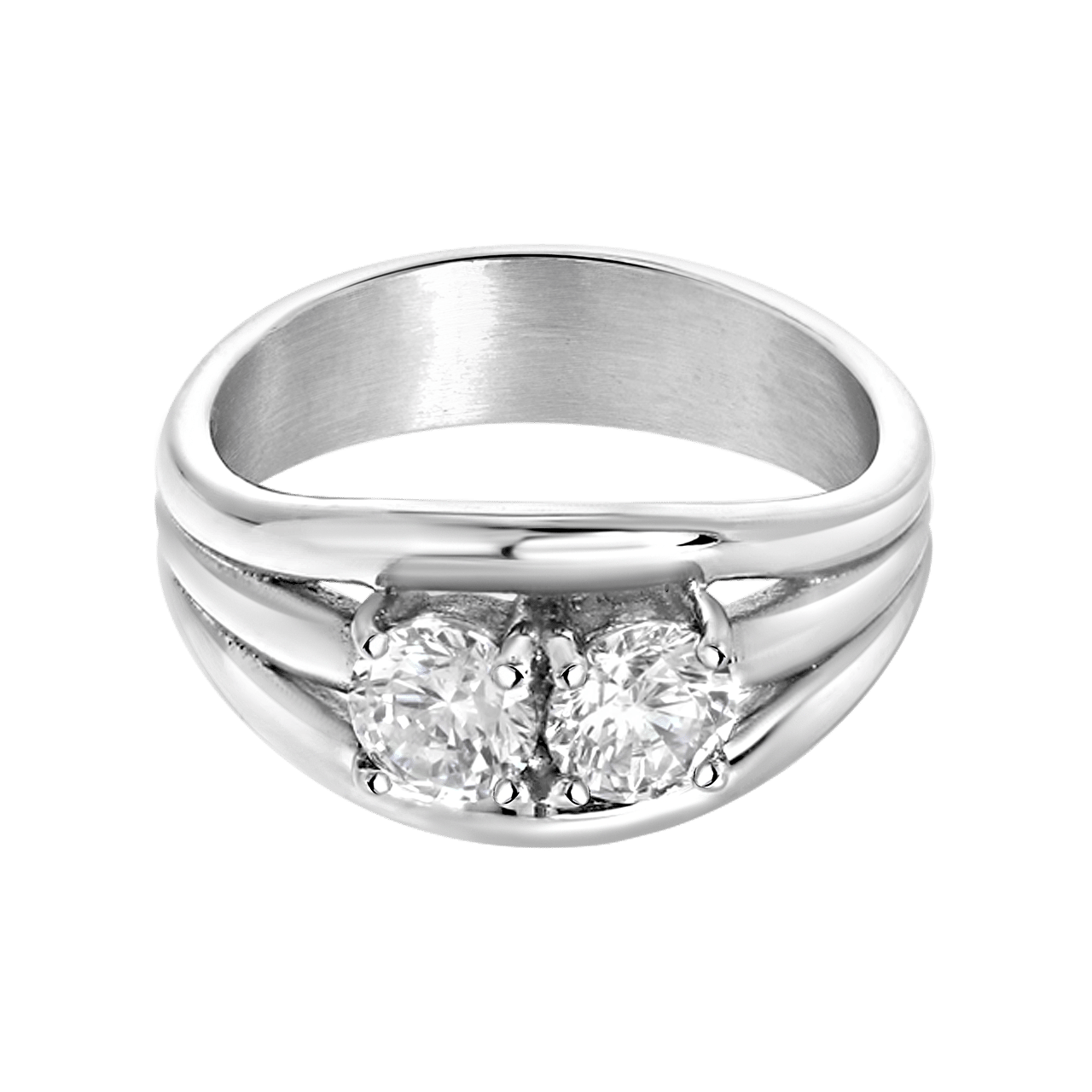 Gerecycled stalen ring met zirkonia stenen