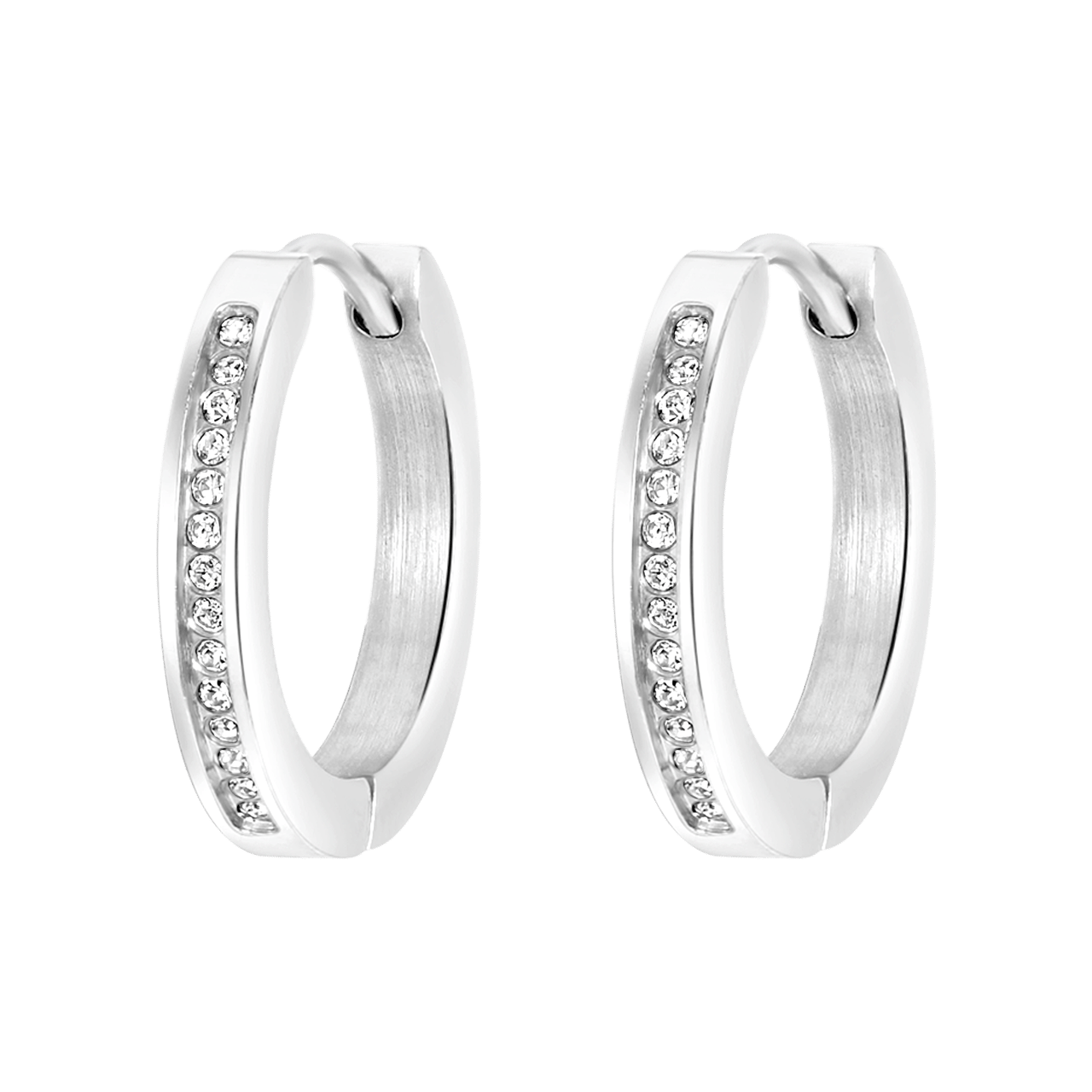 Stainless steel oorbellen met zirkonia steentjes