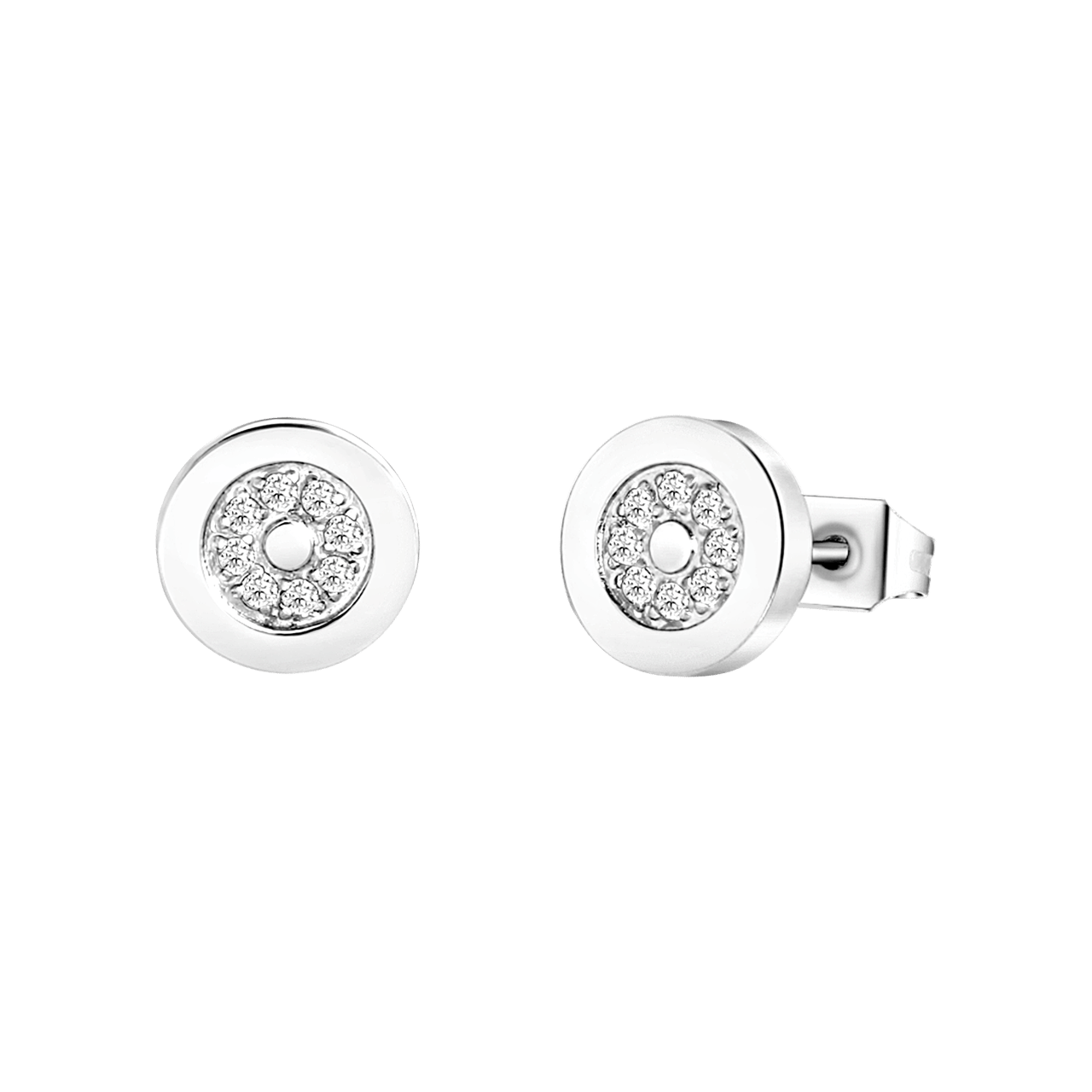 Stainless steel oorbellen met ronde en steentjes