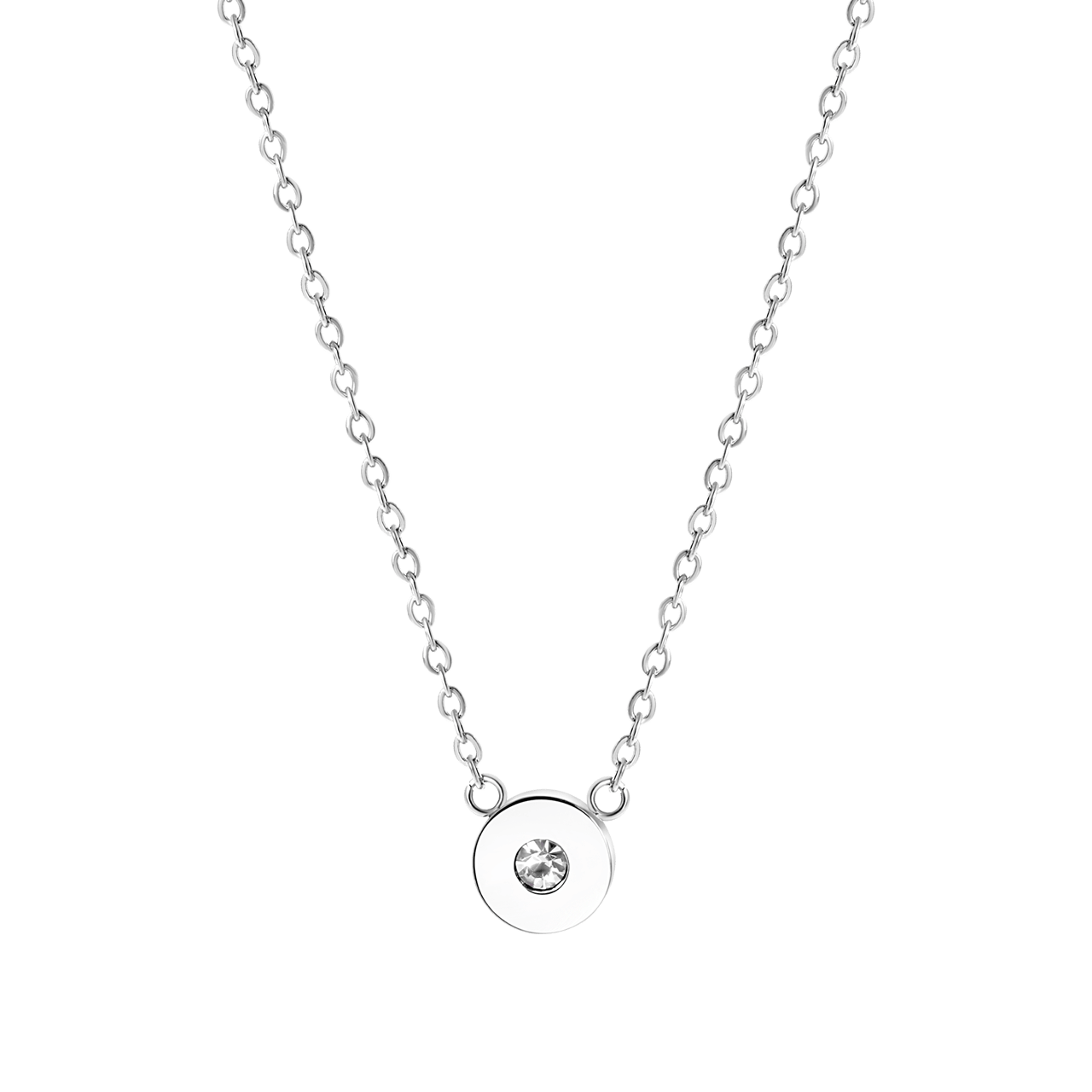 Stainless steel ketting met ronde hanger en steentjes