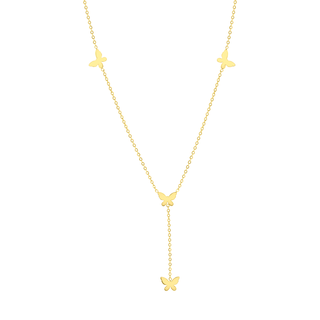 Stalen goldplated ketting met hanger vlinder voor dames