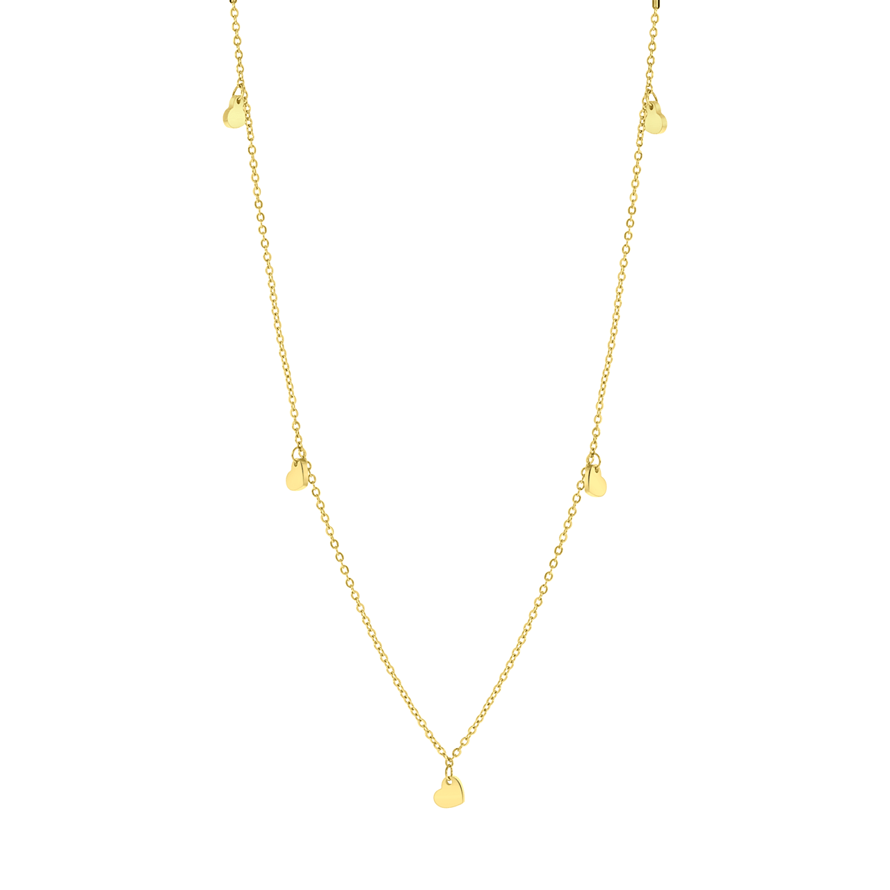 Stainless steel goldplated ketting met hangerhart voor dames