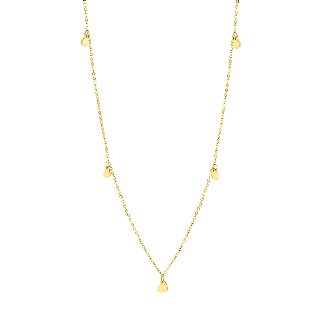 Stalen goldplated ketting met hartjes