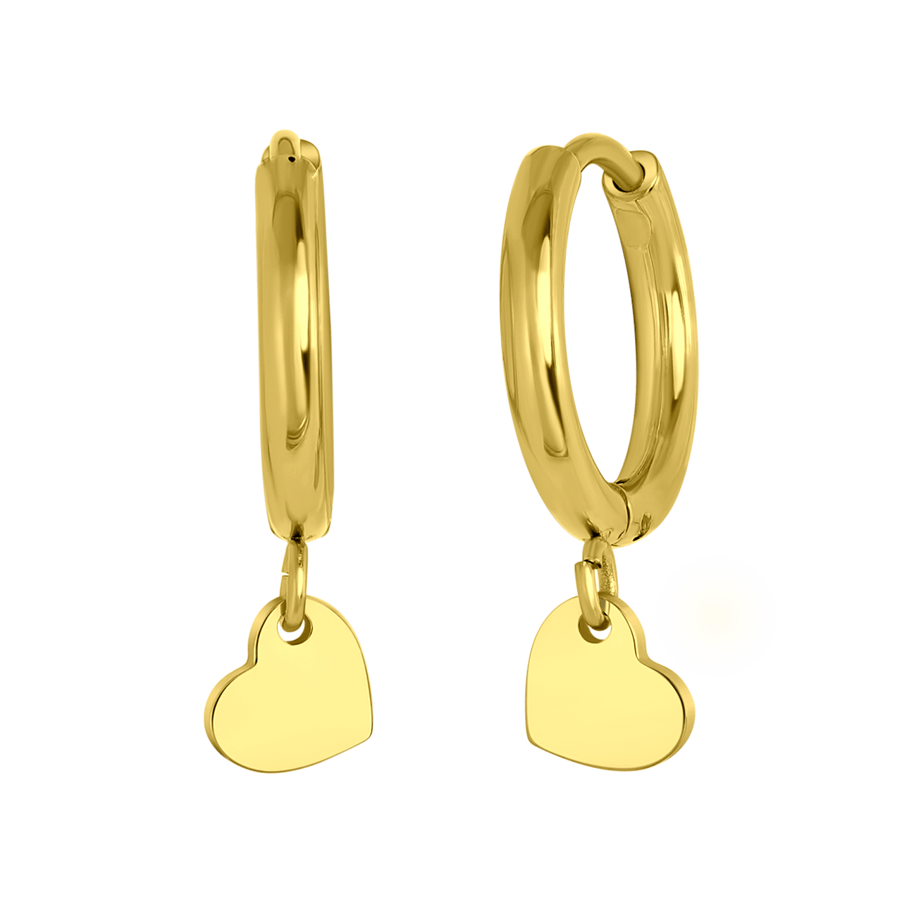 Stalen goldplated oorringen met hanger hart voor dames