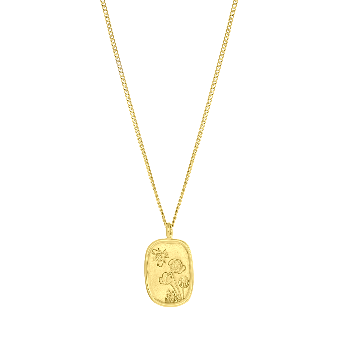 Stainless steel goldplated ketting met hanger bloemen