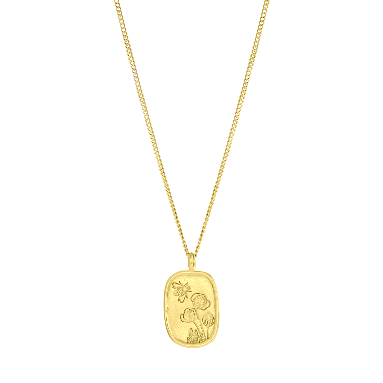 Stalen goldplated ketting met hanger bloemen