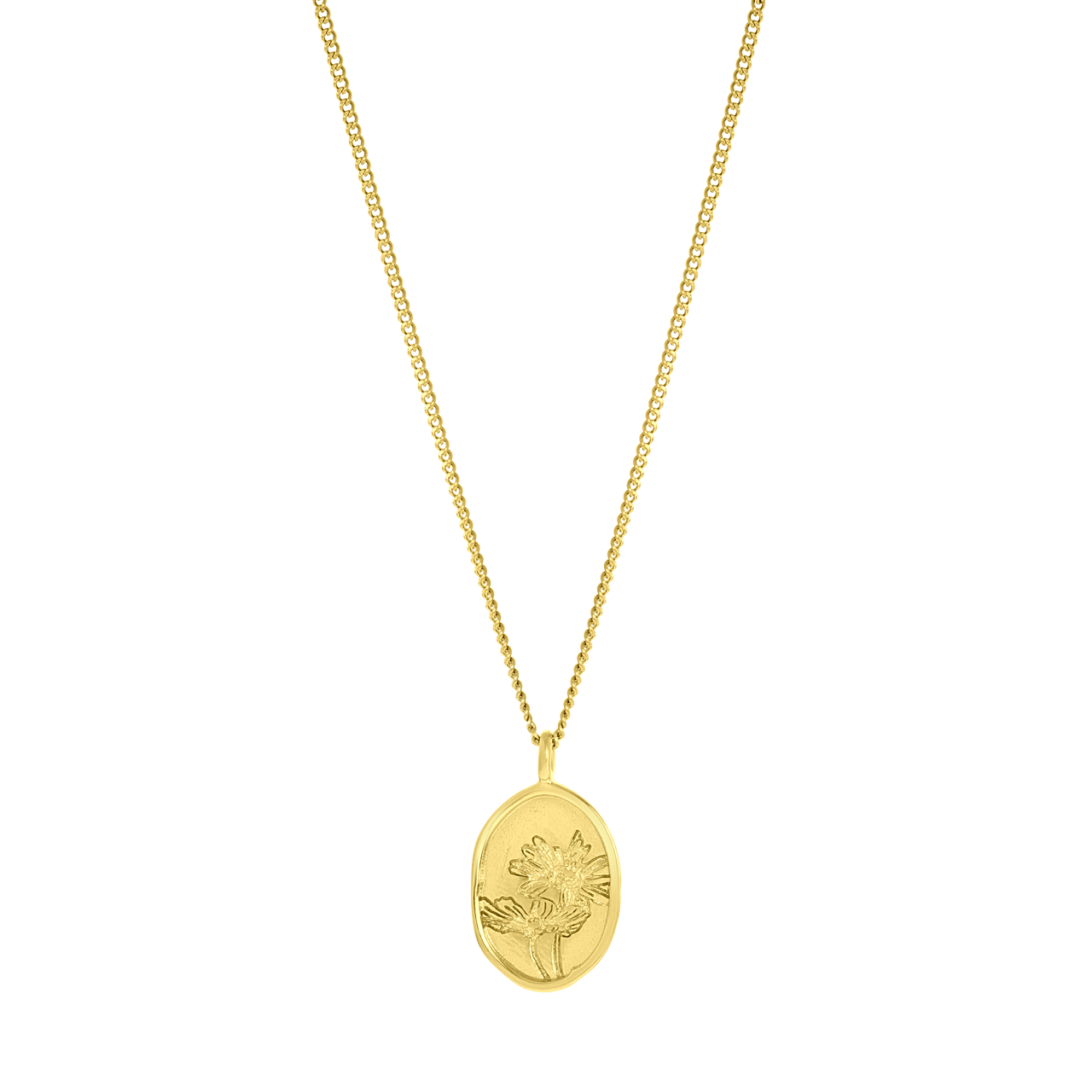 Stainless steel goldplated ketting met hanger bloemen