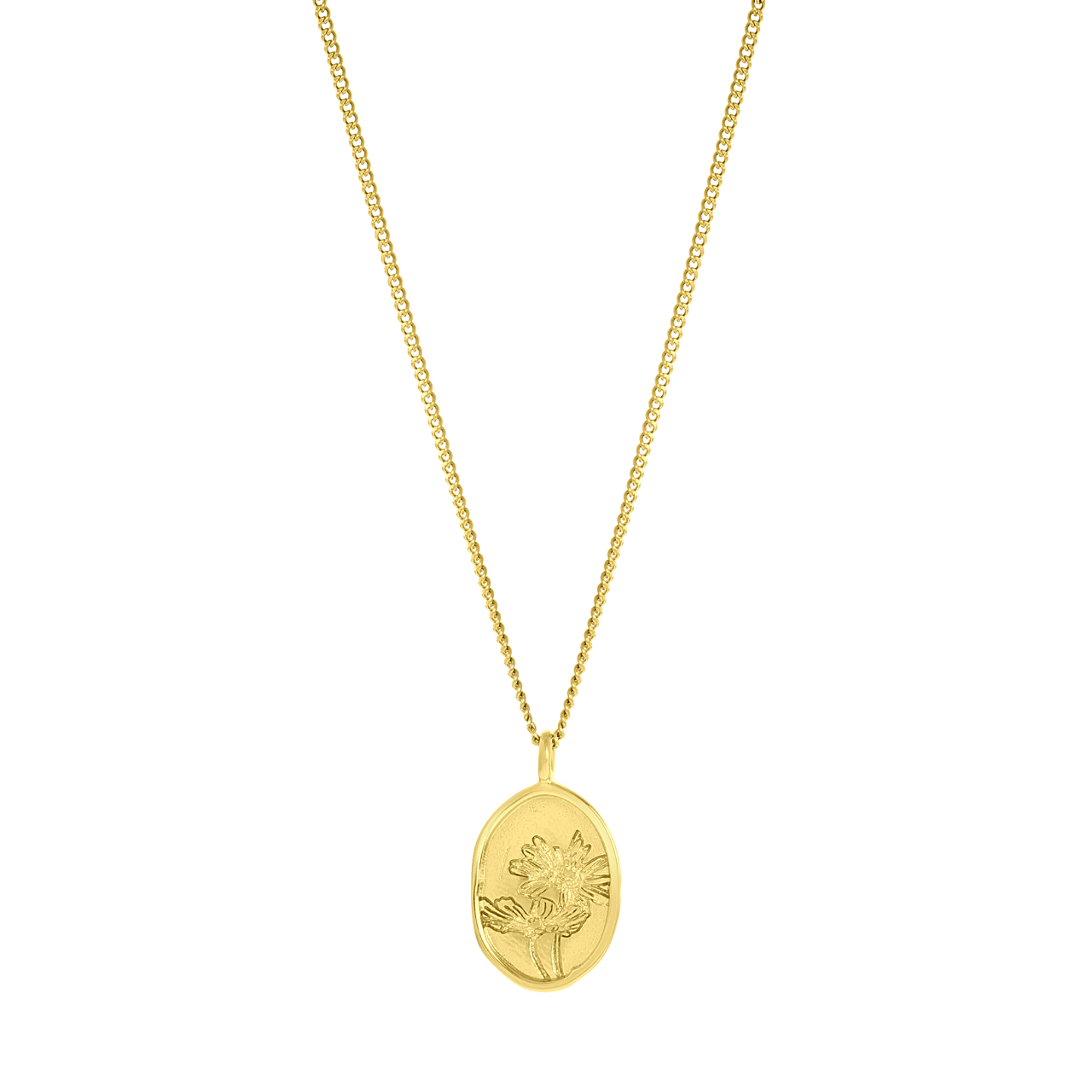Stalen goldplated ketting met hanger bloemen