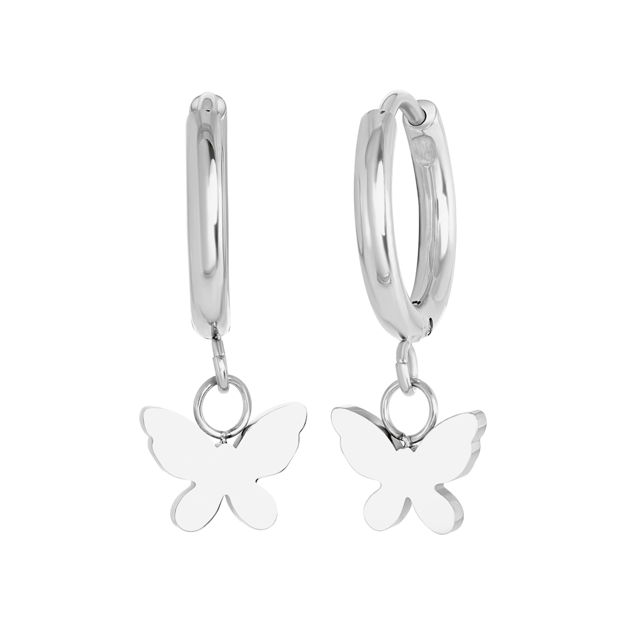 Stainless steel oorbellen met vlinders