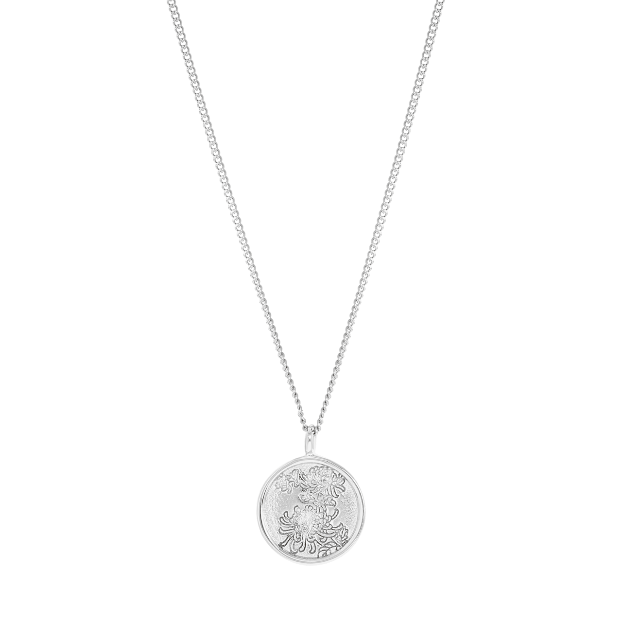 Stainless steel ketting met hanger bloemen