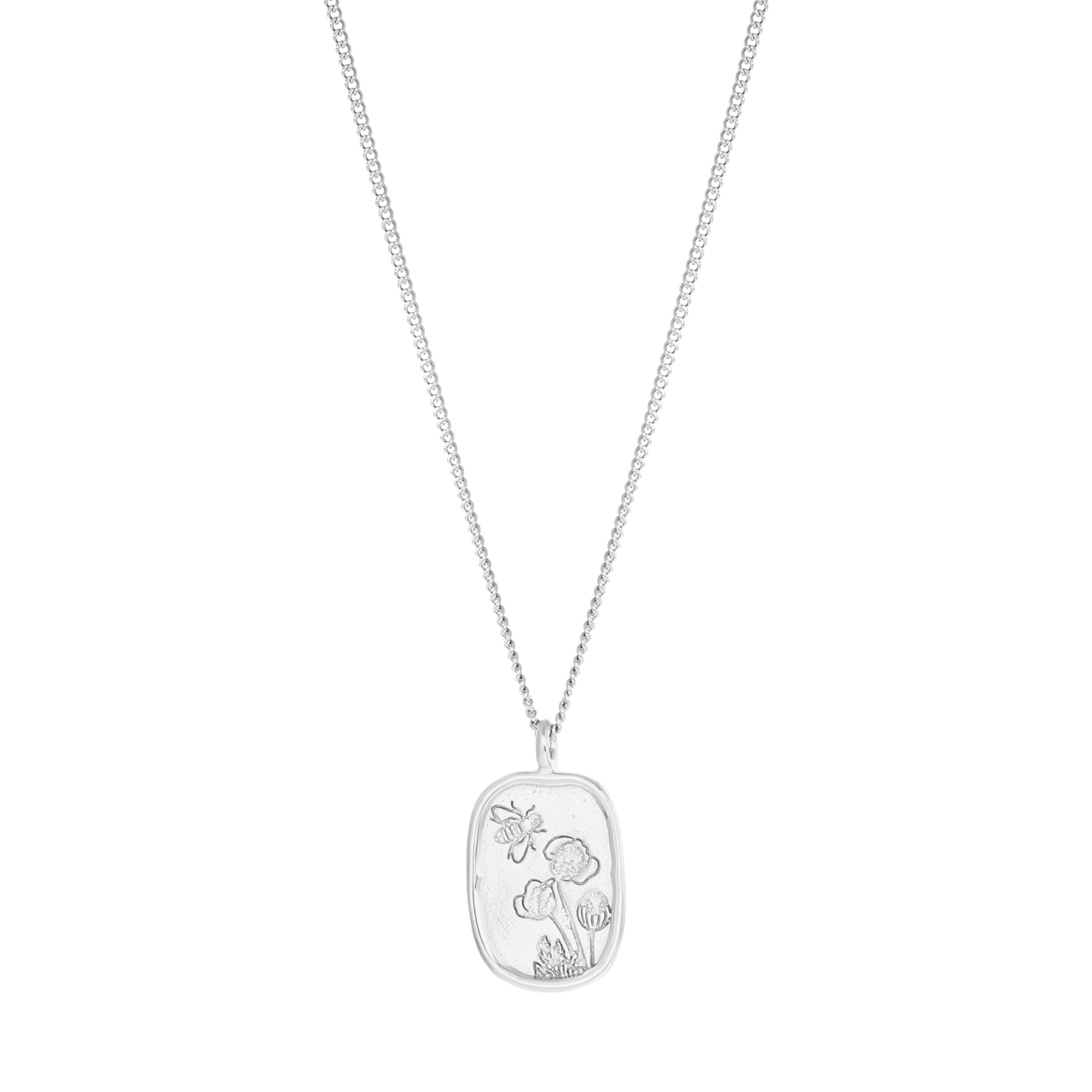 Stainless steel ketting met hanger bloemen