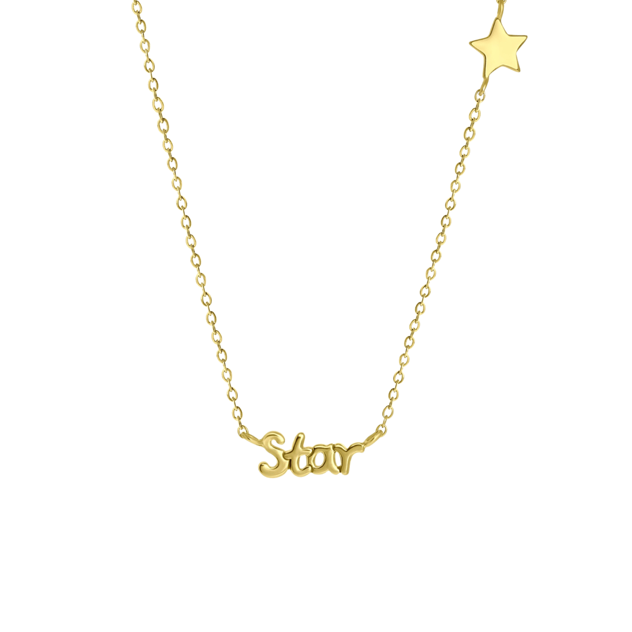 Zilveren goldplated ketting star