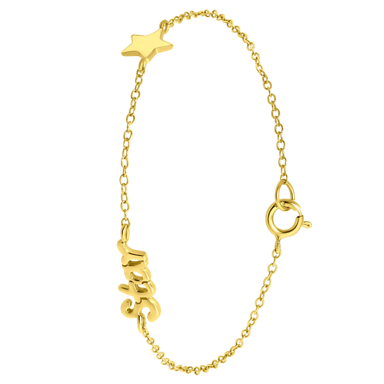 Zilveren goldplated armband star