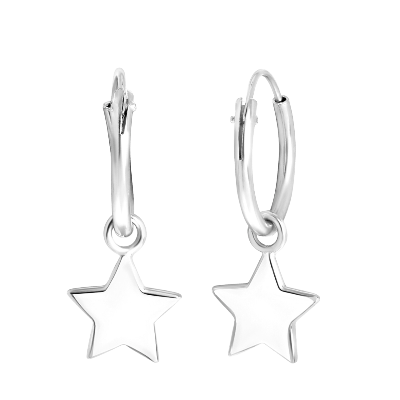 Zilveren oorringen met hanger star
