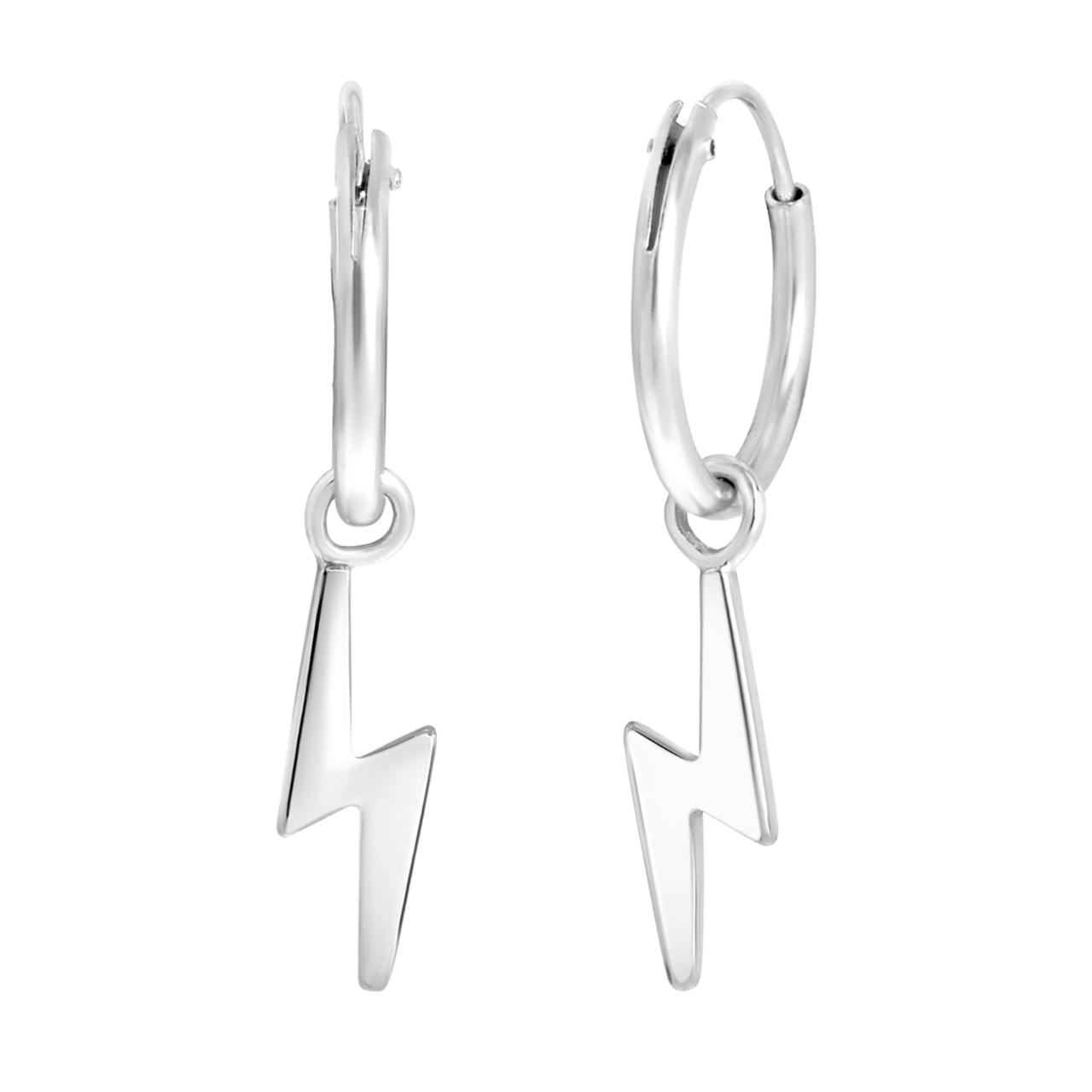 Zilveren oorringen met hanger lightning