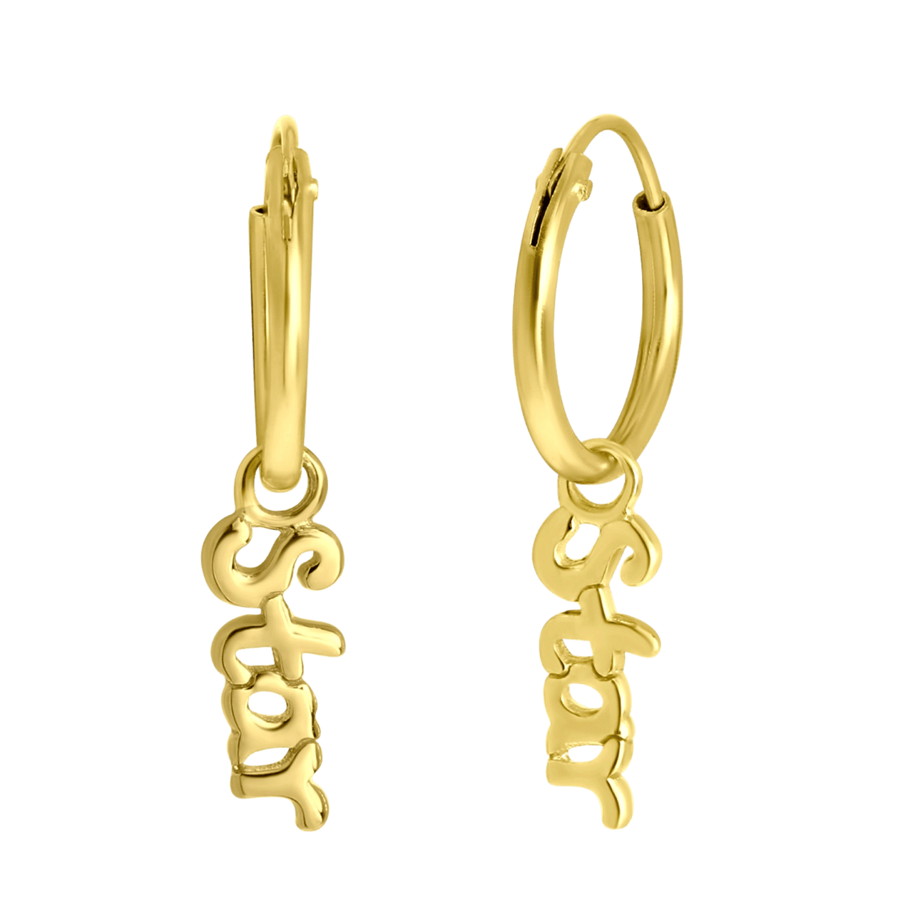 Zilveren goldplated kinderoorringen met hanger ster