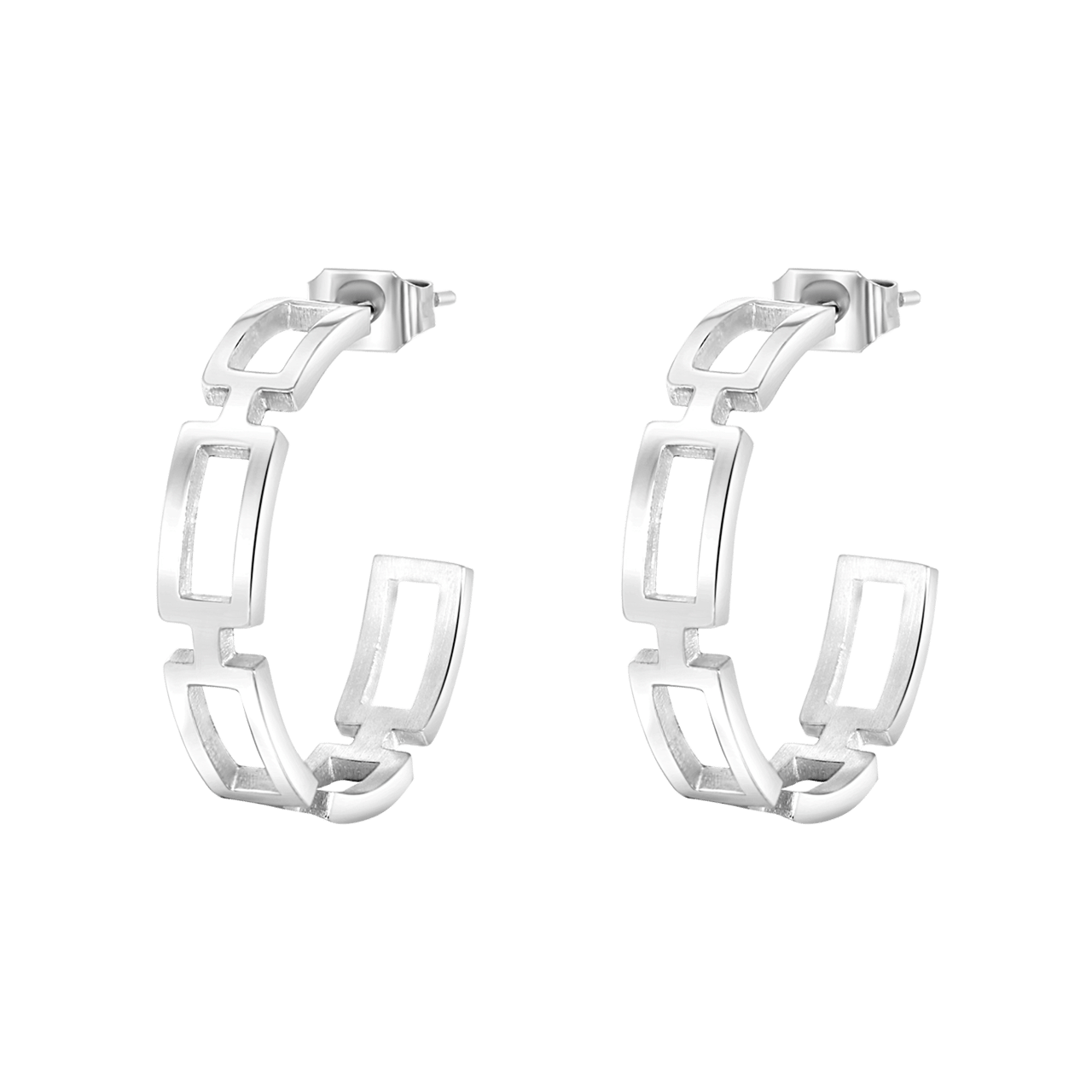 Stainless steel oorbellen met open schakel